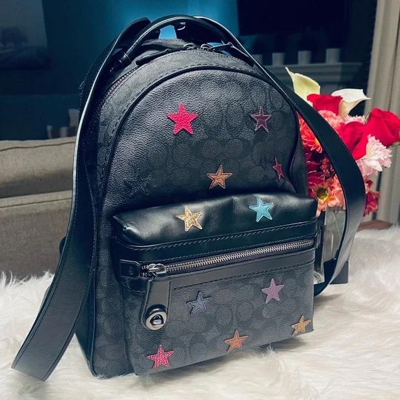 Coach Campus Backpack In Signature Canvas With Star Applique & Snakeskin Detail - Picture 16 of 16